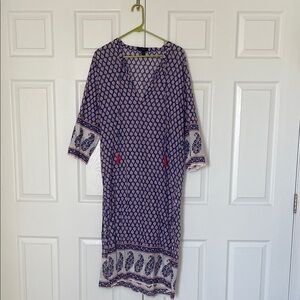 J. Crew Blue and White Floral Pattern Top